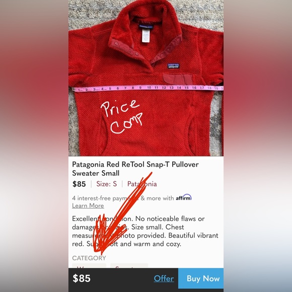 Fuzzy red Patagonia pullover synchilla sweater L - Picture 8 of 8